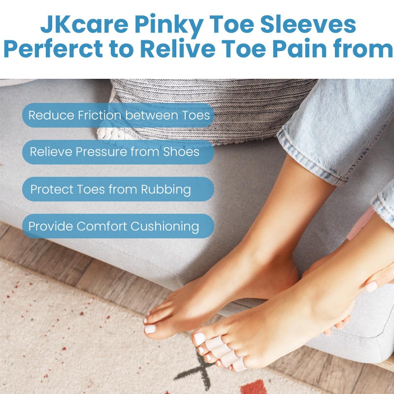 JKcare Transparent Pinky Toe Sleeves, Silicone Corn Cushions Pads, 12 Pack Little Toe Protectors for Corn, Blister and Injured Toenail Protection - Image 4